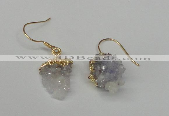 NGE23 10*14mm - 12*16mm nuggets druzy quartz earrings wholesale