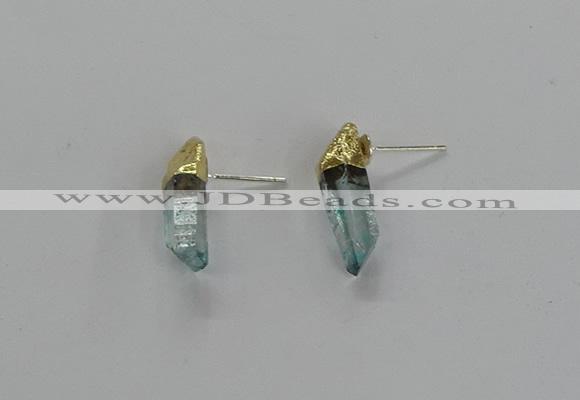 NGE255 5*18mm - 6*22mm sticks dyed white crystal earrings