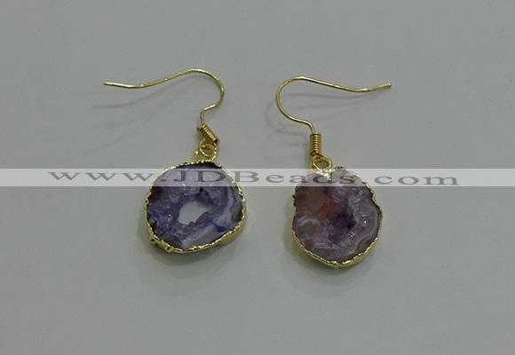 NGE259 13*18mm - 15*20mm freeform druzy agate earrings