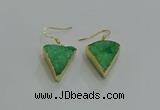 NGE270 18*22mm - 20*22mm triangle druzy agate earrings