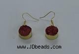 NGE279 15mm - 16mm coin druzy agate gemstone earrings wholeasle