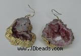 NGE30 30*35mm - 35*40mm freeform plated druzy agate earrings