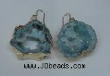 NGE31 30*35mm - 35*40mm freeform plated druzy agate earrings