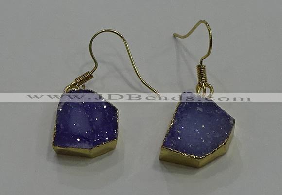 NGE322 10*14mm - 12*16mm freeform druzy agate gemstone earrings