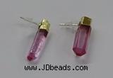 NGE328 5*18mm - 6*22mm sticks dyed white crystal earrings wholesale