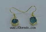 NGE335 9mm - 11mm freeform druzy agate earrings wholesale