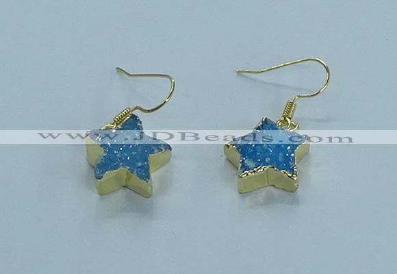 NGE349 14mm - 16mm star druzy agate earrings wholesale