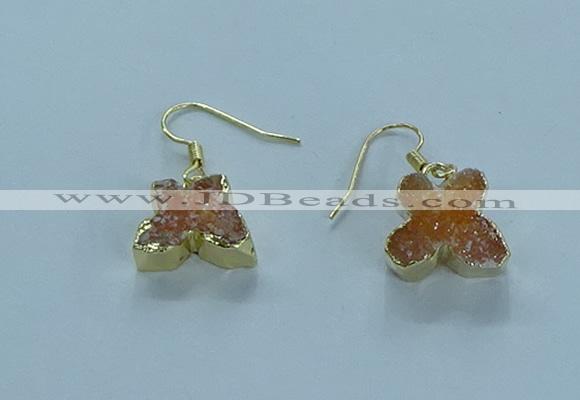 NGE354 10*14mm - 12*16mm butterfly druzy agate earrings wholesale