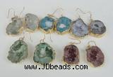 NGE39 20*25mm - 25*30mm freeform plated druzy agate earrings