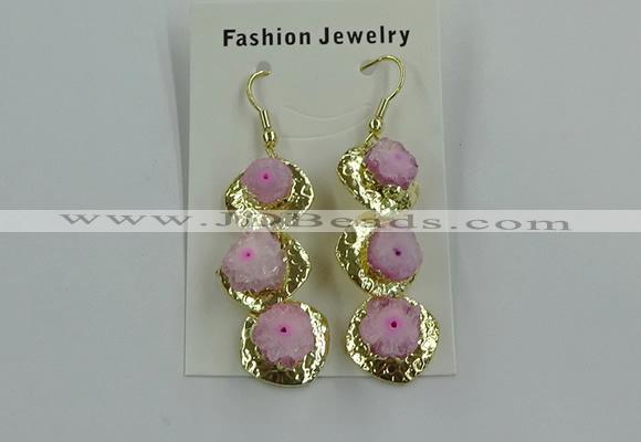 NGE394 10*32mm - 12*38mm druzy agate gemstone earrings