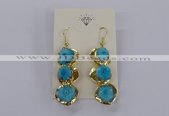 NGE395 10*32mm - 12*38mm druzy agate gemstone earrings