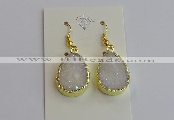 NGE401 15*20mm teardrop AB-color druzy agate gemstone earrings