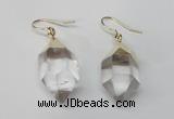 NGE43 12*20mm - 15*25mm faceted nuggets white crystal earrings