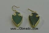 NGE5003 16*20mm - 18*25mm arrowhead green aventurine earrings