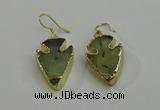 NGE5006 18*25mm - 20*30mm arrowhead green rutilated quartz earrings