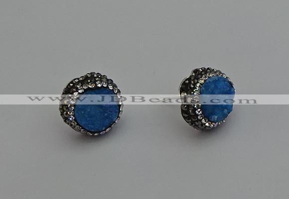 NGE5018 12mm freeform druzy agate gemstone earrings wholesale