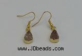 NGE5020 8*12mm teardrop druzy agate gemstone earrings wholesale