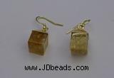 NGE5083 10*15mm cube citrine gemstone earrings wholesale