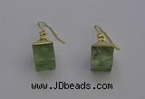 NGE5090 10*15mm cube green rutilated quartz gemstone earrings wholesale