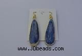 NGE5105 13*40mm flat teardrop blue kyanite earrings wholesale