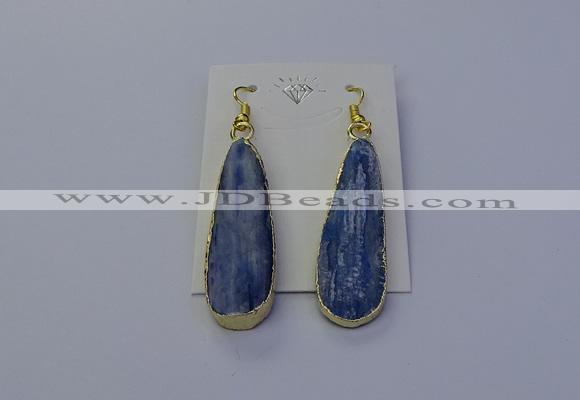 NGE5105 13*40mm flat teardrop blue kyanite earrings wholesale