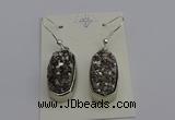 NGE5121 10*22mm - 12*25mm freeform plated druzy quartz earrings