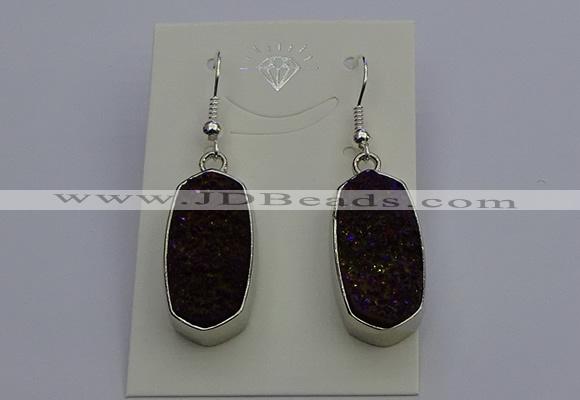 NGE5126 10*22mm - 12*25mm freeform plated druzy quartz earrings