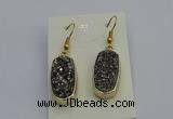 NGE5131 10*22mm - 12*25mm freeform plated druzy quartz earrings