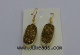 NGE5132 10*22mm - 12*25mm freeform plated druzy quartz earrings