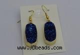 NGE5135 10*22mm - 12*25mm freeform plated druzy quartz earrings