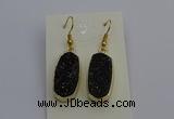 NGE5137 10*22mm - 12*25mm freeform plated druzy quartz earrings