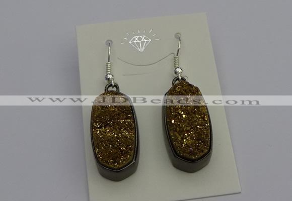 NGE5142 10*22mm - 12*25mm freeform plated druzy quartz earrings