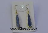 NGE5157 8*25mm flat teardrop blue kyanite earrings wholesale