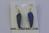 NGE5158 8*25mm flat teardrop blue kyanite earrings wholesale