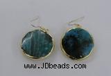 NGE58 30mm flat round agate gemstone earrings wholesale