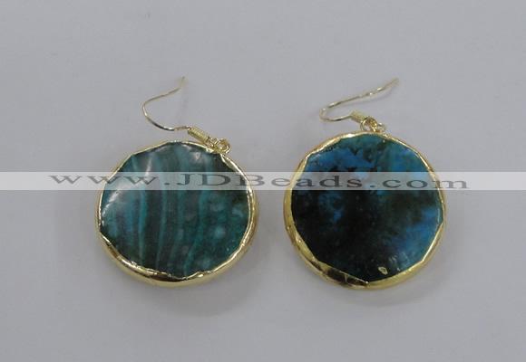 NGE58 30mm flat round agate gemstone earrings wholesale