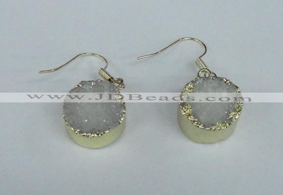 NGE68 15mm coin druzy agate gemstone earrings wholesale