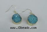 NGE69 15mm coin druzy agate gemstone earrings wholesale