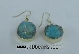 NGE71 18mm coin druzy agate gemstone earrings wholesale