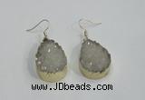 NGE76 20*30mm teardrop druzy agate gemstone earrings wholesale