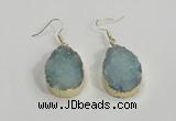 NGE77 20*30mm teardrop druzy agate gemstone earrings wholesale