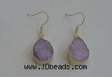 NGE81 13*18mm teardrop druzy agate gemstone earrings wholesale