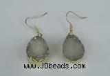 NGE85 15*20mm teardrop druzy agate gemstone earrings wholesale