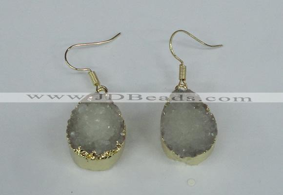 NGE85 15*20mm teardrop druzy agate gemstone earrings wholesale