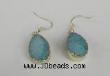 NGE87 15*20mm teardrop druzy agate gemstone earrings wholesale