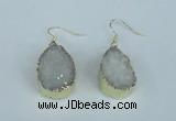 NGE90 18*25mm teardrop druzy agate gemstone earrings wholesale