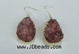 NGE96 20*30mm teardrop druzy agate gemstone earrings wholesale