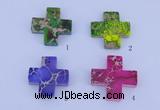 NGP01 5PCS 35*35mm cross dyed imperial jasper pendants wholesale