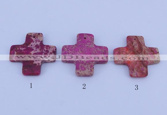 NGP03 5PCS 45*45mm cross dyed imperial jasper pendants wholesale