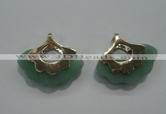 NGP1072 8*25*28mm gree aventurine pendants with brass setting